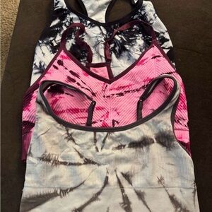 Pink/VS Tie-Dye Sports Bras Set-Lg